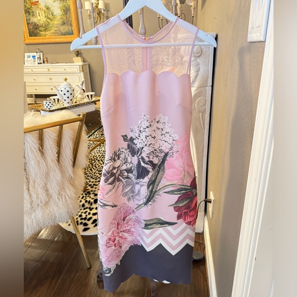 Ted Baker Pink Floral Midi Dress